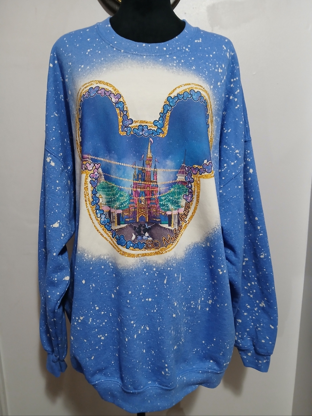Gilden 50 Magical Years Mickey Mouse Speckles Crewneck Sweater Unisex 3XL